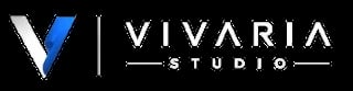 Vivaria Studio logo featuring a stylized V with blue accent and company name on dark background